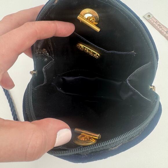 Fendi Vintage Blue Quilted Velvet Pasta Crossbody Bag CoA Authentic Lagerfeld - Picture 3 of 8